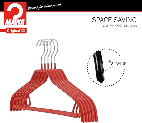 Miniatura 6 de MAWA by Reston Lloyd Silhouette Series - Percha antideslizante para ahorrar espacio con barra y gancho para pantalones y faldas, estilo 41FRS, juego