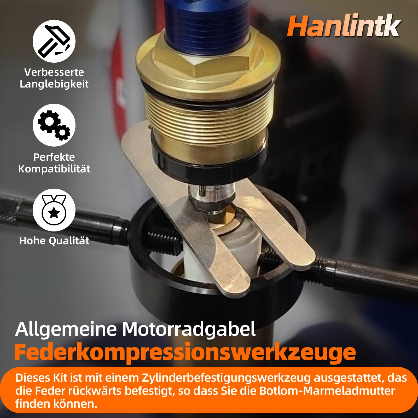 Kit di attrezzi a molla universale per forcella moto – alluminio (non graffi), distanziatore in acciaio, si adatta alla maggior parte delle forchette Upside-Down