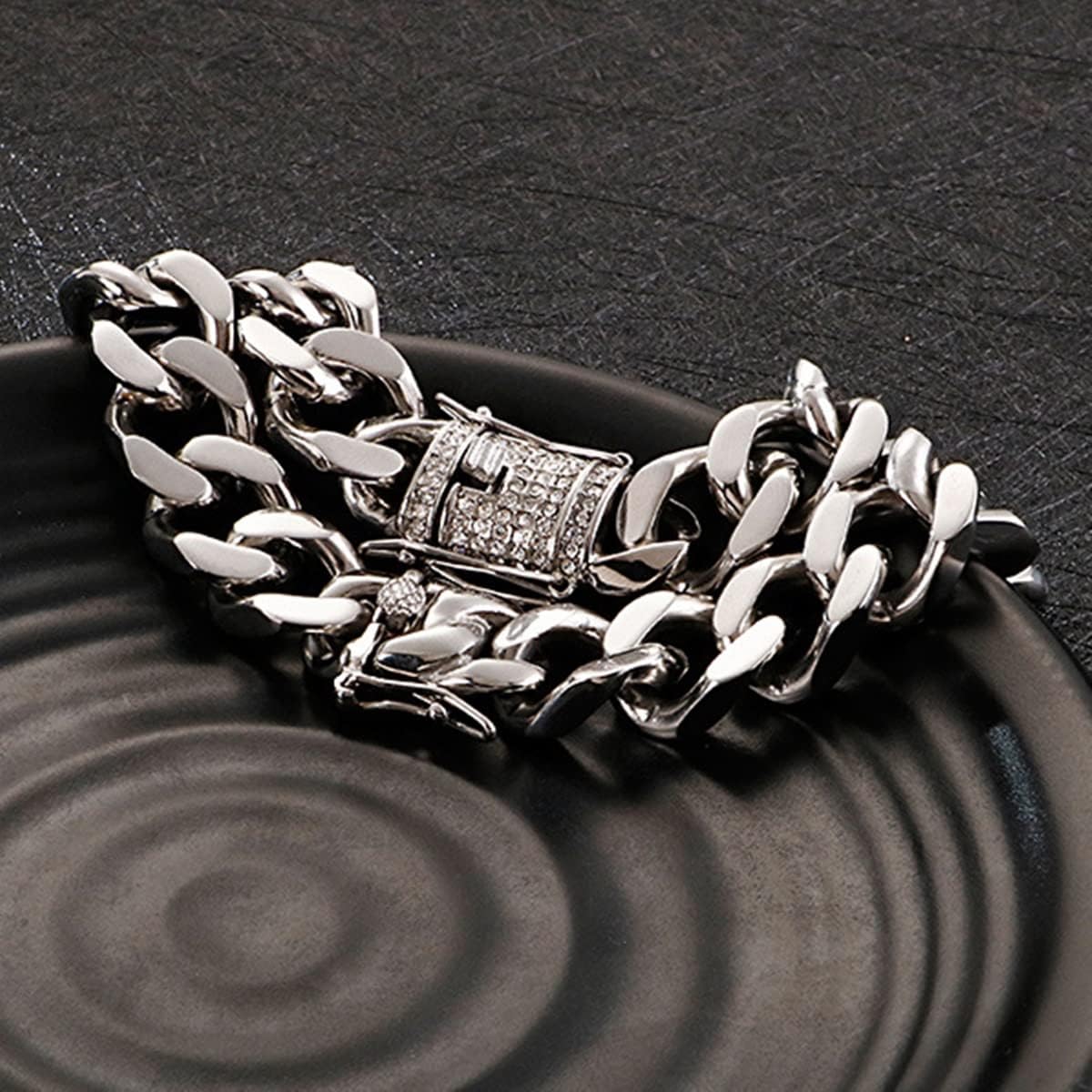 14mm Stainless Steel Mens Womens Necklace Chain Thick Curb Chain 50-76CM