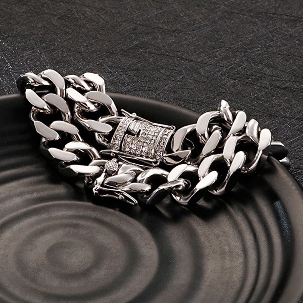 14mm Collana Catena Uomo Acciaio Catenina per Collana Donna Uomo Catena Barbazzale Spessa 71CM Argento
