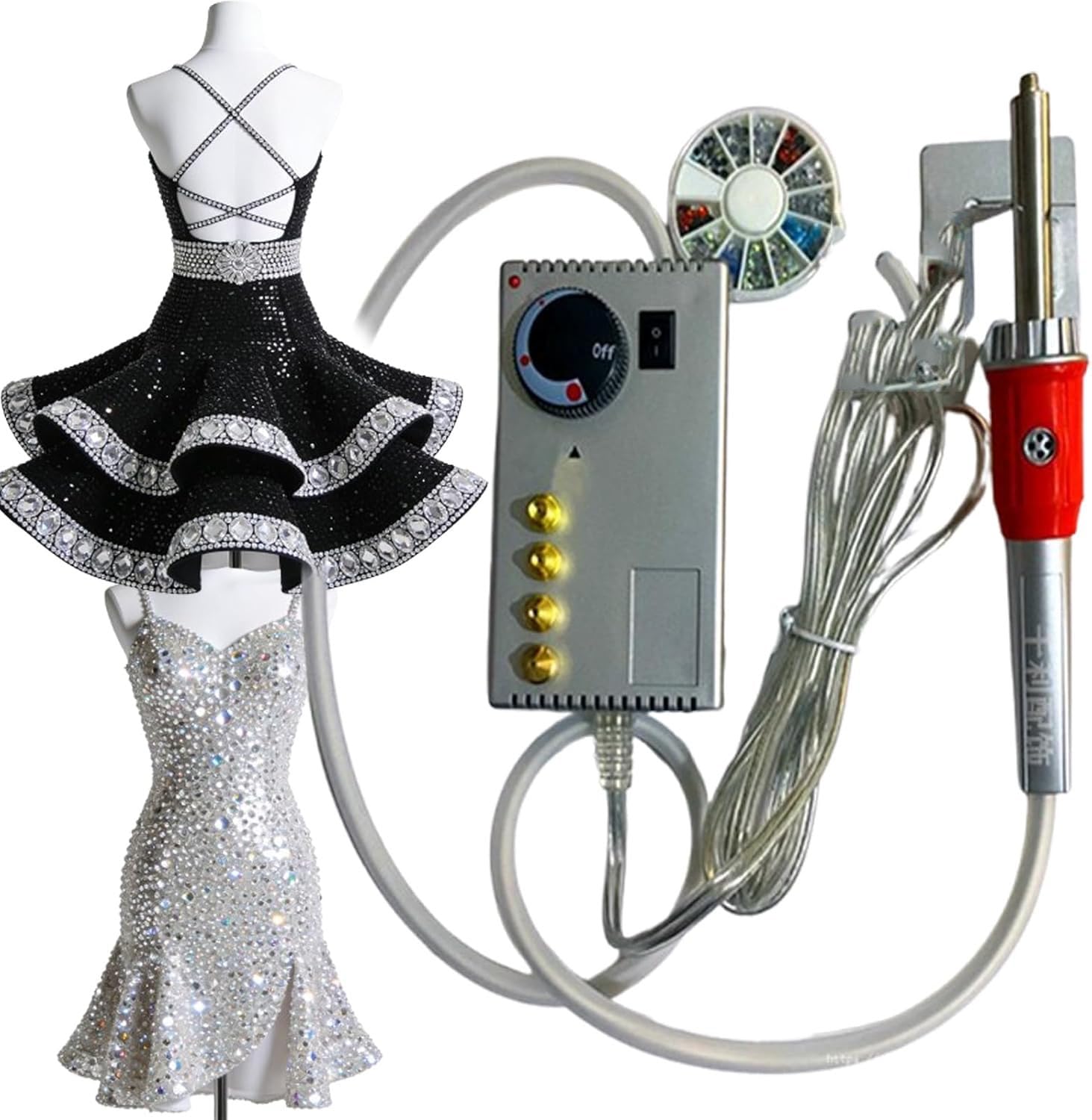 GYKOZY DIY Hot Drill Device, Rhinestone Applicator Tool, Vacuum Self-Priming Hotfix Applicator, Adjustable Temperature, Vacuum Pickup, for Clothing Fabric Decorating