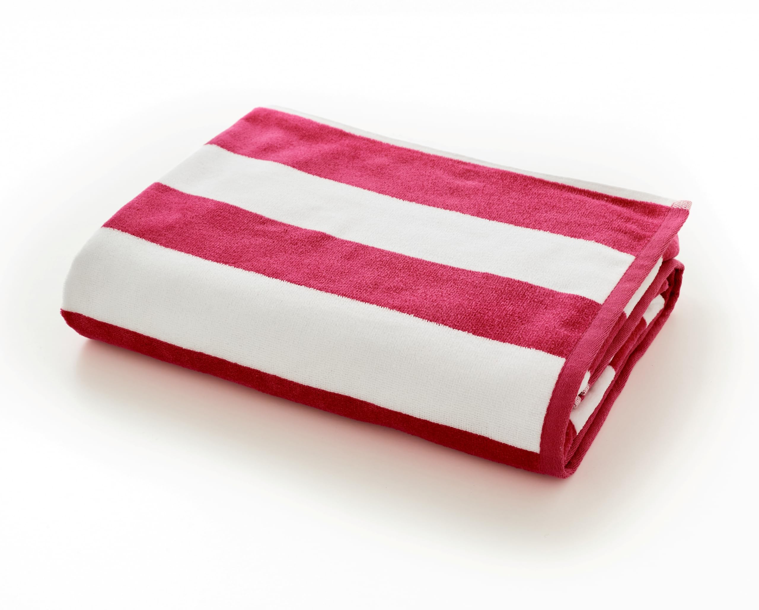 Deyongs Cabana Bay Supersoft 100% Cotton Woven Stripe Large Beach Towel 80x165cm in Fuchsia
