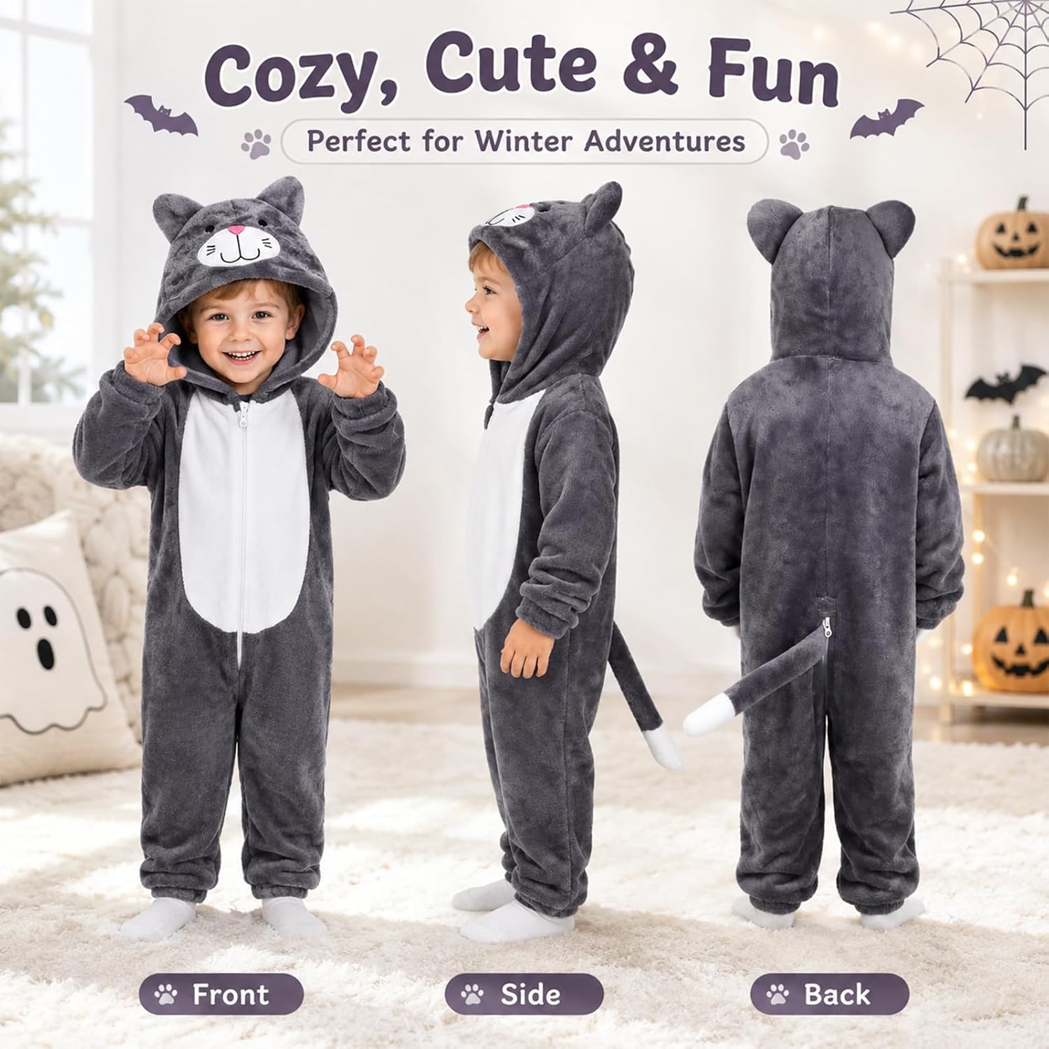 LiuSuper Unisex-Baby Animal Flannel Hooded Romper for Infants Toddlers 0-4T Halloween Winter Jumpsuit for Boys Girls