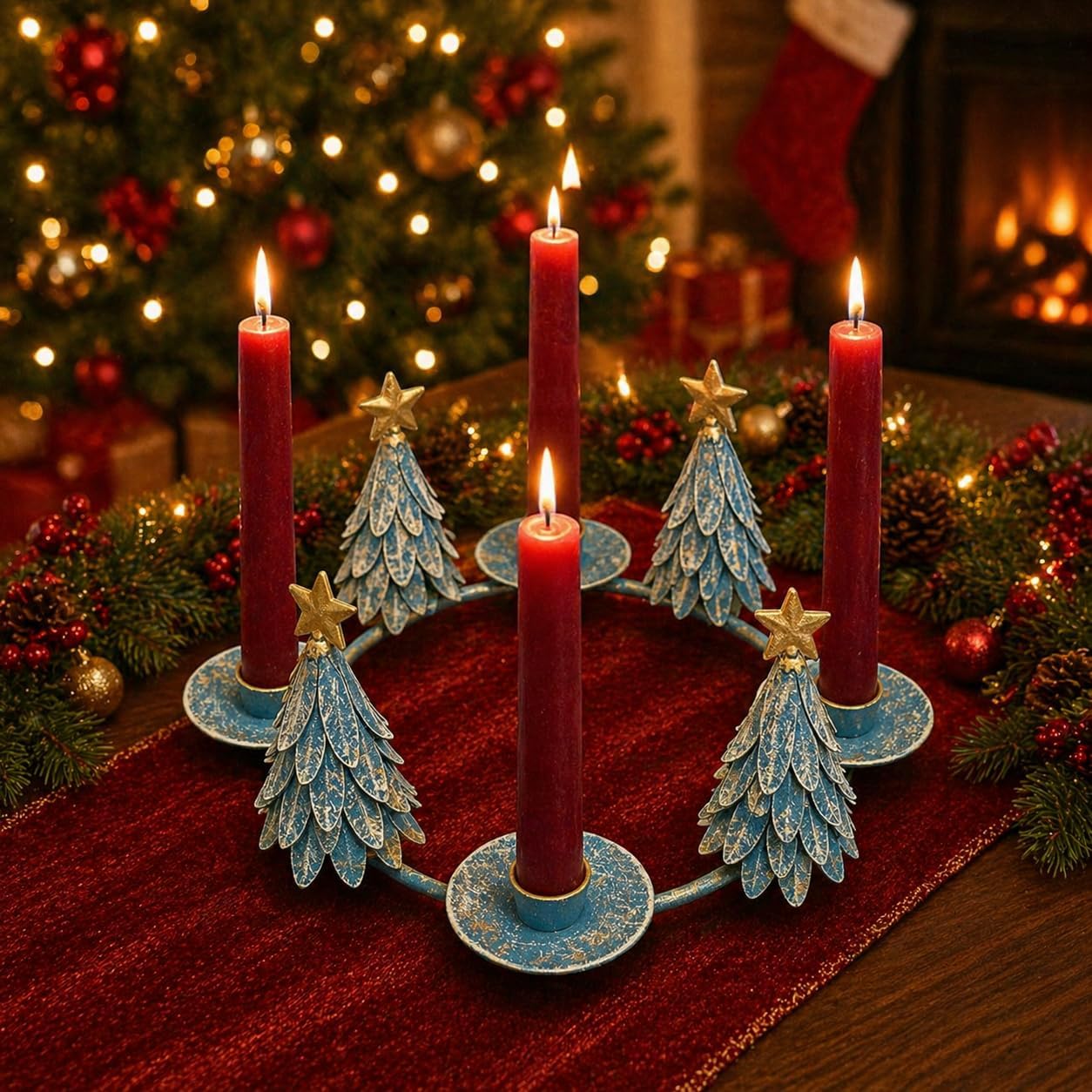 Christmas Tree Candle Holder Votive, Metal Tealight Candle Stand, Rustic Holiday Table Decor, Festive Centerpiece for Wedding Christmas Diwali Home