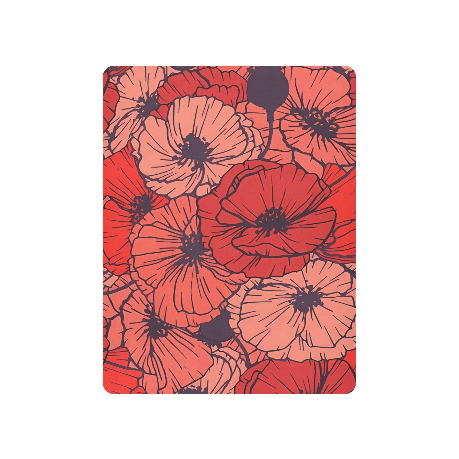 JIPONI Red Poppy Flowers Soft Playard Sheet- Pack & Play Sheets Fitted, Breathable Mattress Cover for Standard Size Play Yard, 39’x27’x5’