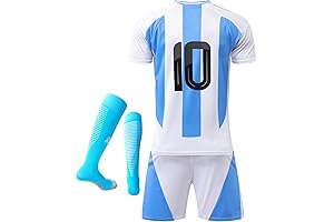 Football Jersey Youth Boys 2024 No. 10 Home Blue Sportswear Kit Set