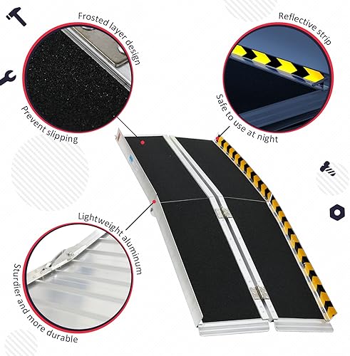 Miniatura 4 de PENSUN Rampa para silla de ruedas de 6 pies, rampas de umbral de 72 pulgadas de largo x 29 pulgadas de ancho, rampas para sillas de ruedas plegables