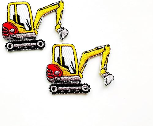 Miniatura 4 de PL - Juego de 2 minicargadoras de retroexcavadora, tractor, pesado, Cute1, caricatura, coser, planchar, bordado, apliques, insignia, parche, ropa,