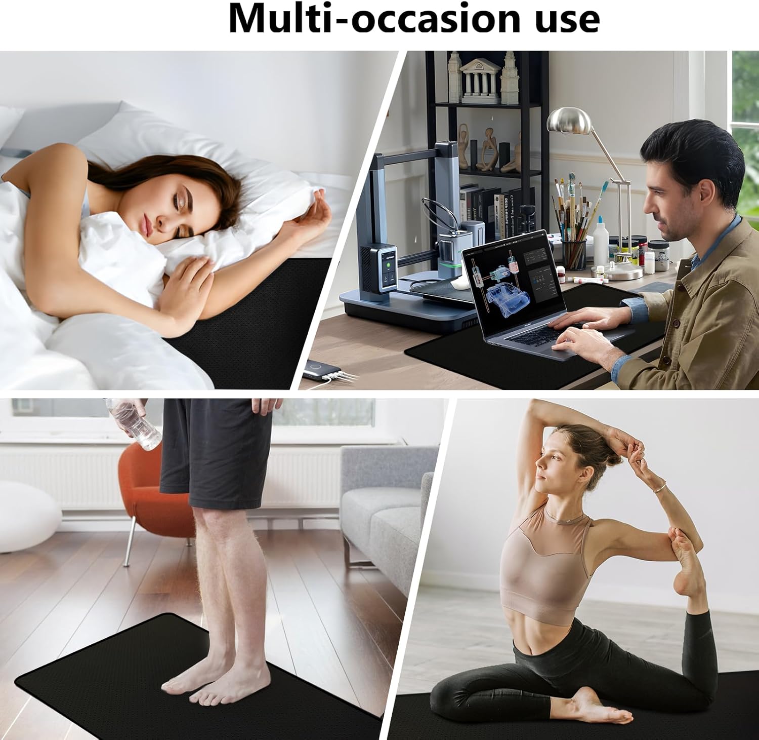 Grounding Mat for Bed, Grounding Pad for Sleeping, Anti-Slip PU Leather Mattress with Grounding Cord for Enhanced Sleep & Comfort Suitable for Feet & Desk 27''×55''(Full)