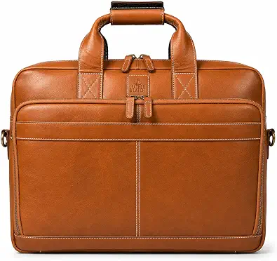 Full Grain Leather Messenger Bag for Men, 16" Laptop Briefcase Satchel