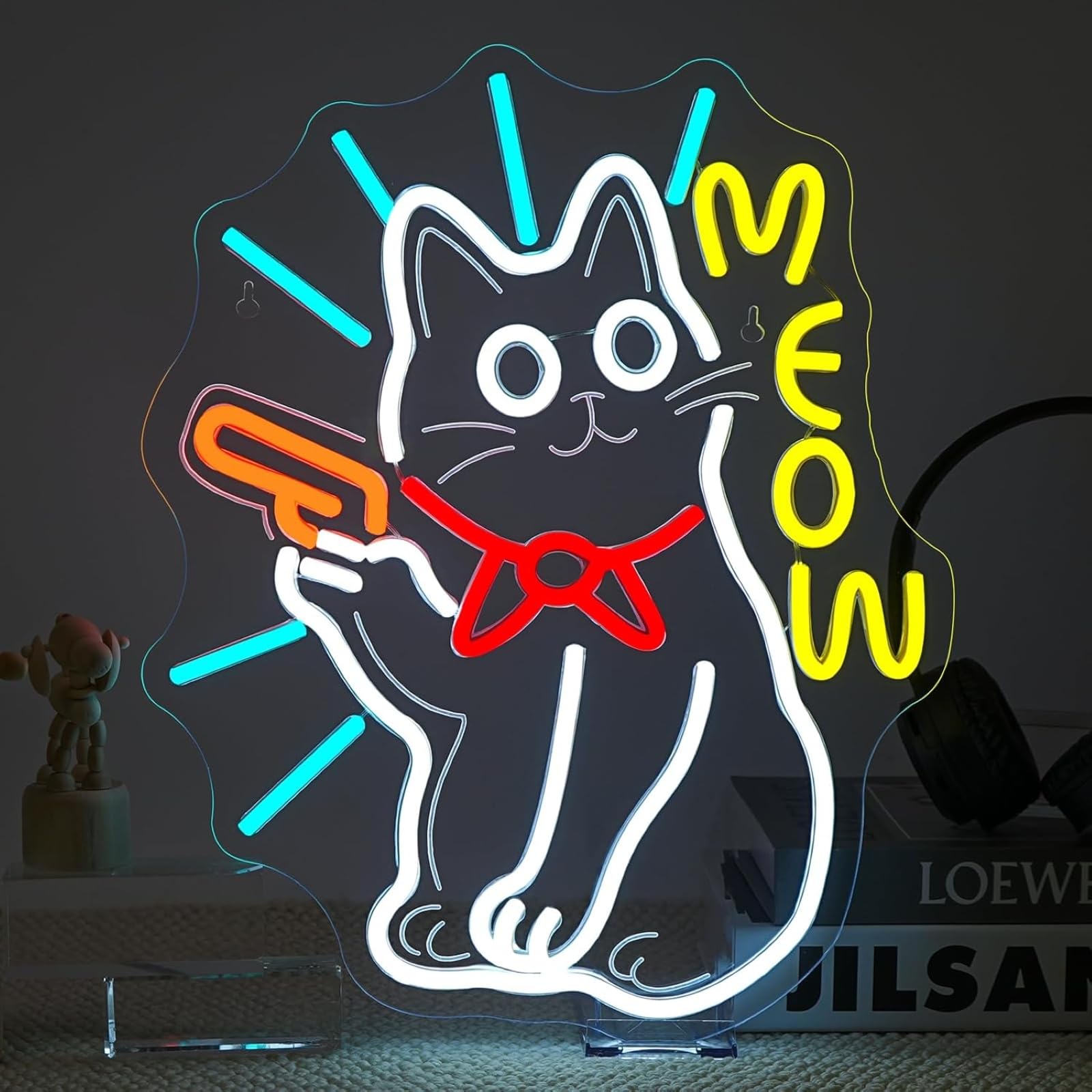 Meow neonowy znak LED, ściemniana, dekoracyjna lampa do salonu, barów, fryzjerów, na wesele, przyjęcie, do pokoju gier, Boże Narodzenie, sztuka, dekoracja ścienna, zasilana przez USB