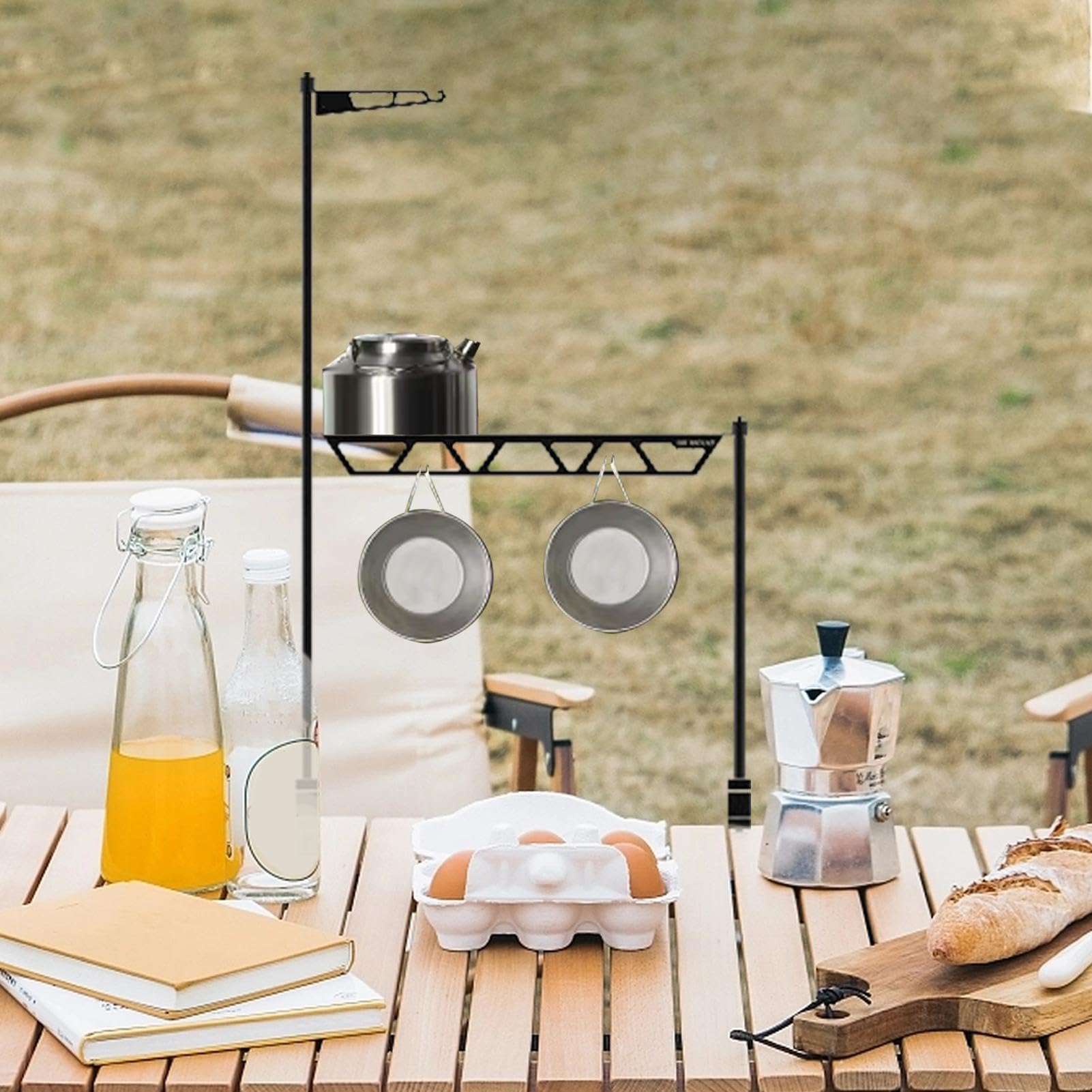 Półka zewnętrzna na naczynia Zdejmowany Wieszak Na Garnek, Metalowa Półka, | Blatowy organizer kuchenny BBQ, , Piknik, Na Zewnątrz, Podróże, Wędrówki I