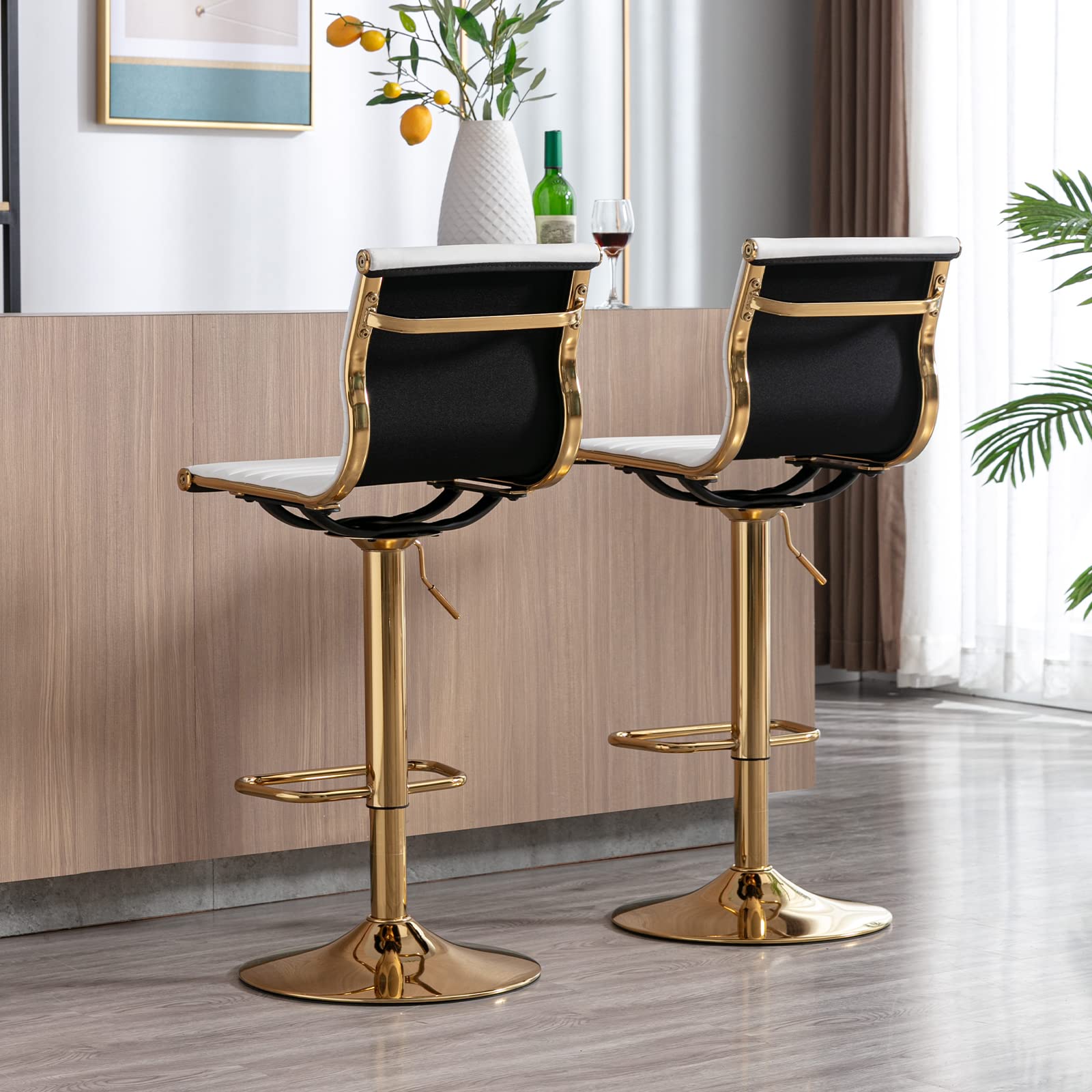 24 Inch Gold Metal Stools Bar Stools Set Of MAISON ARTS Counter