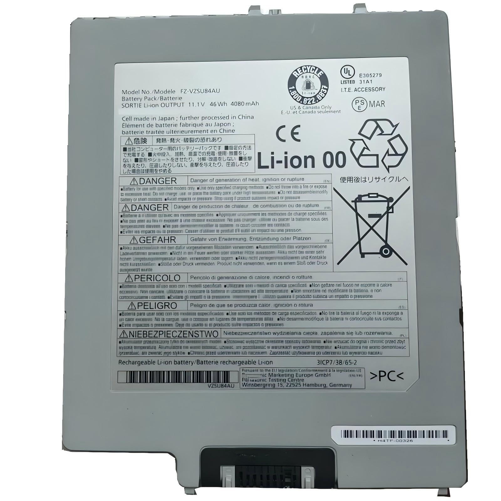Compatibile per Panasonic Tablet, Batteria FZ-VZSU84U/FZ-VZSU84R | For batteria portatile FZ-G1, FZ-VZSU84A2U/FZ-VZSU88U (45Wh).