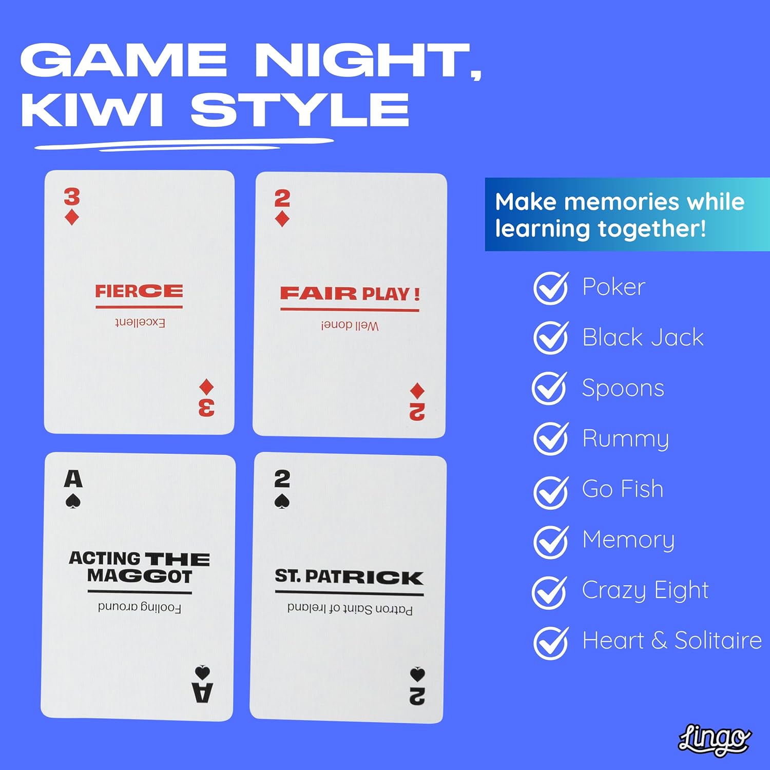 Kiwi Lingo Playing Cards | Travel Flashcards | Learn Kiwi Slang Vocabulary in A Fun & Easy Way | 52 Essential Translations - Image 5