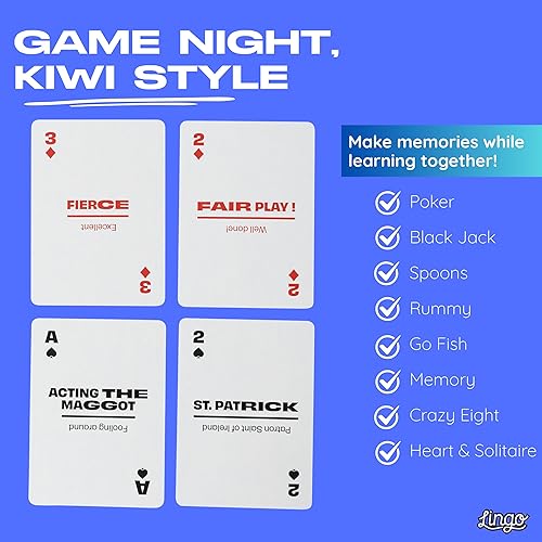 Miniatura 5 de Kiwi Lingo - Tarjetas de juego | Tarjetas de viaje | Aprende vocabulario de jerga kiwi de una manera divertida y fácil | 52 traducciones esenciales