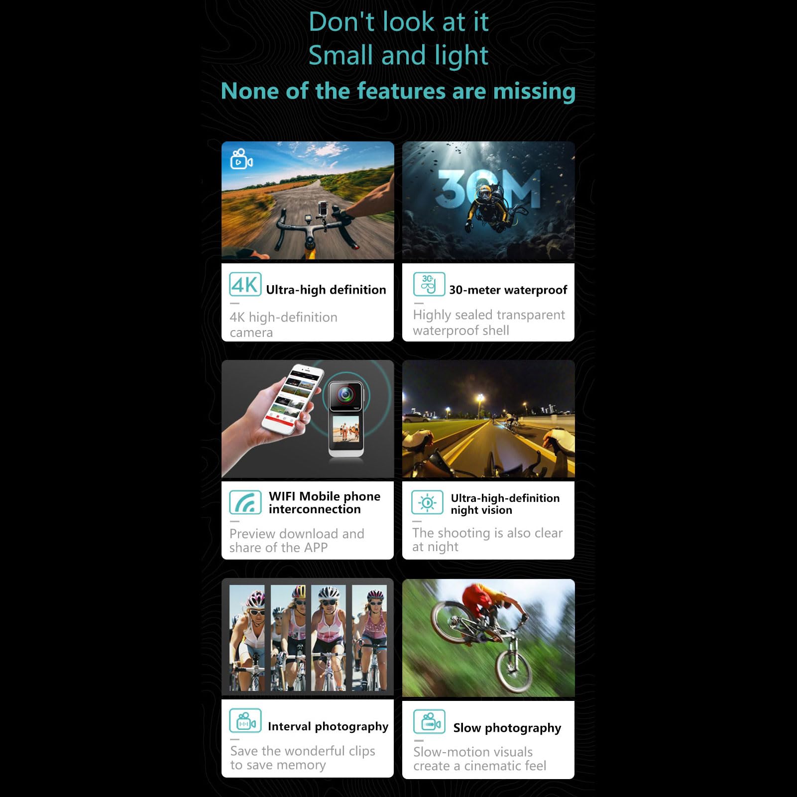 aqxreight Caméra d'action 4K 150 Ultra Grand Angle 30 M sous-Marine sans