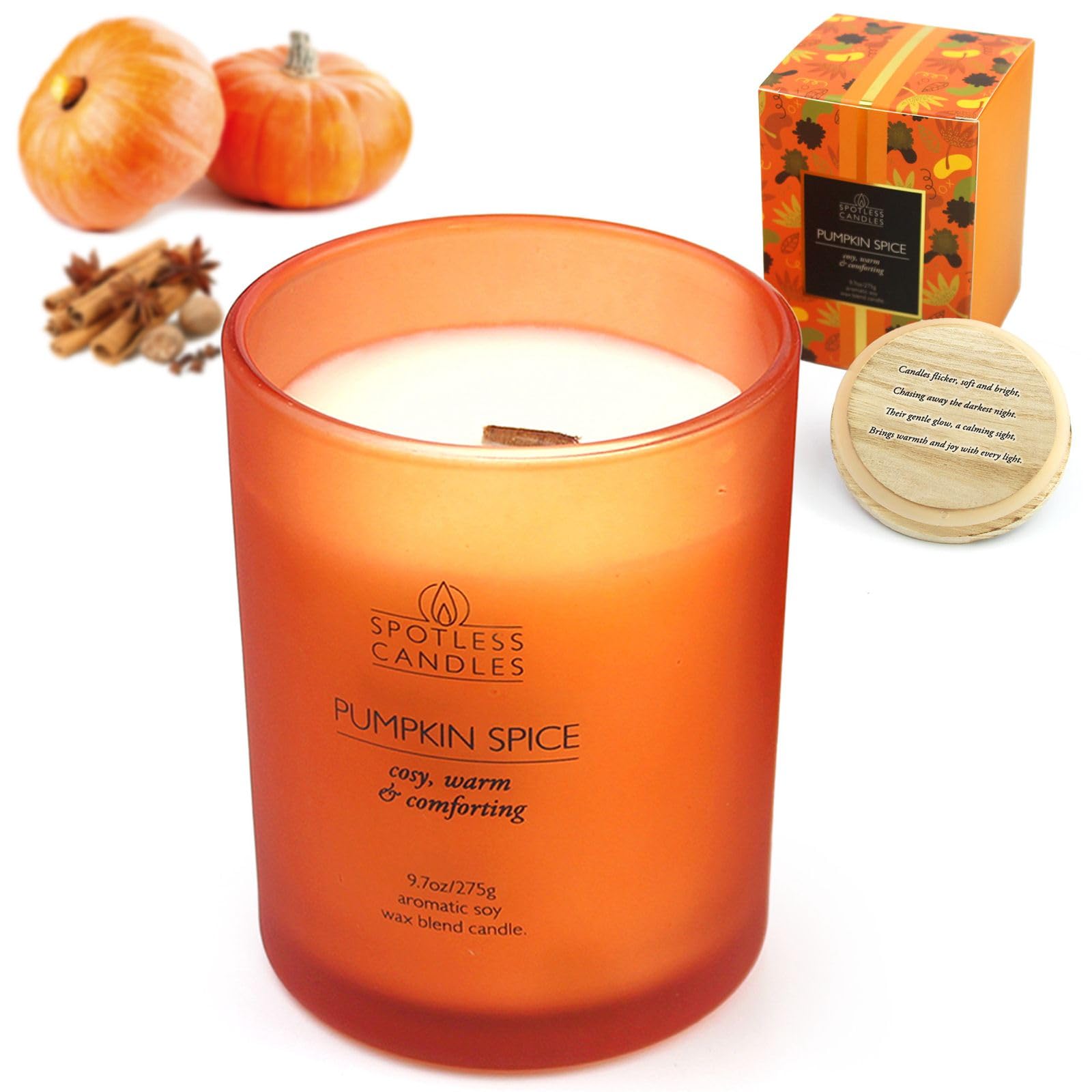 Pumpkin Spice Scented Candle 275g: 55 Hrs Burn Time