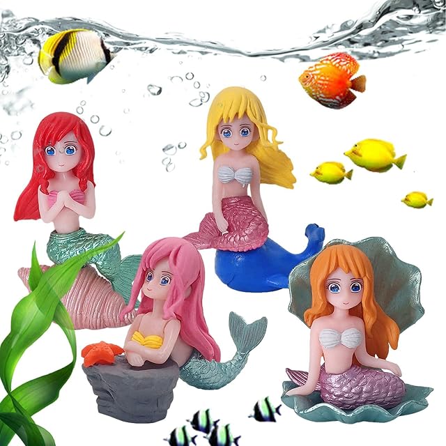Rosixehird Decoraciones para peceras, 4 Decoraciones pecera, Figuritas en Miniatura para Manualidades