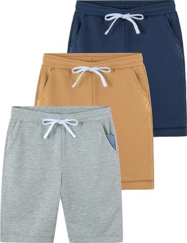 Liberty Pro Paquete de 3 pantalones cortos deportivos para niños y jóvenes, pantalones cortos deportivos casuales con bolsillos, ropa deportiva de
