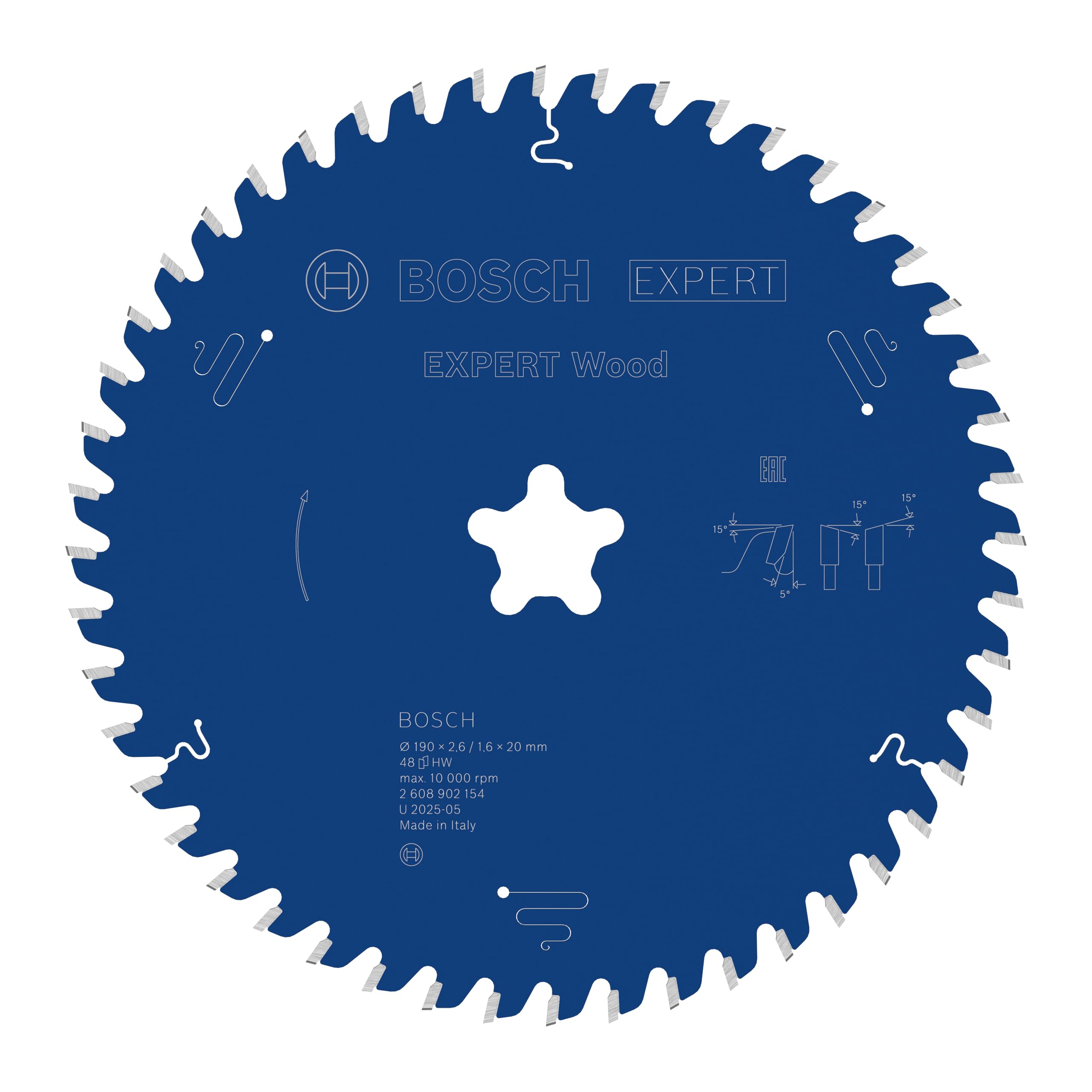 Bosch 1x Lama per sega circolare EXPERT per Wood cablata per seghe da banco (per Legno tenero, Legno duro, Ø mm, Professional Accessorio Sega circolare a filo da banco)