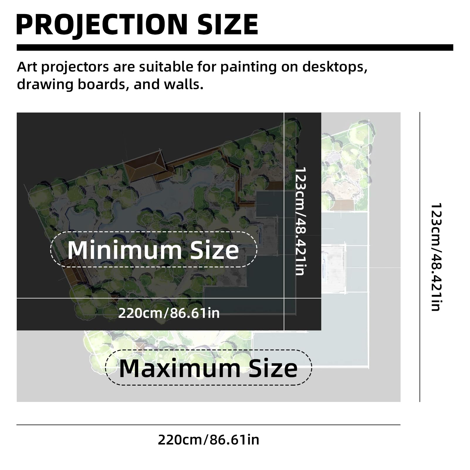 Proyector de dibujo portátil, proyector de dibujo inteligente de escritorio con mando a distancia y soporte para trazar, herramienta de dibujo, dibujo, conectividad WiFi