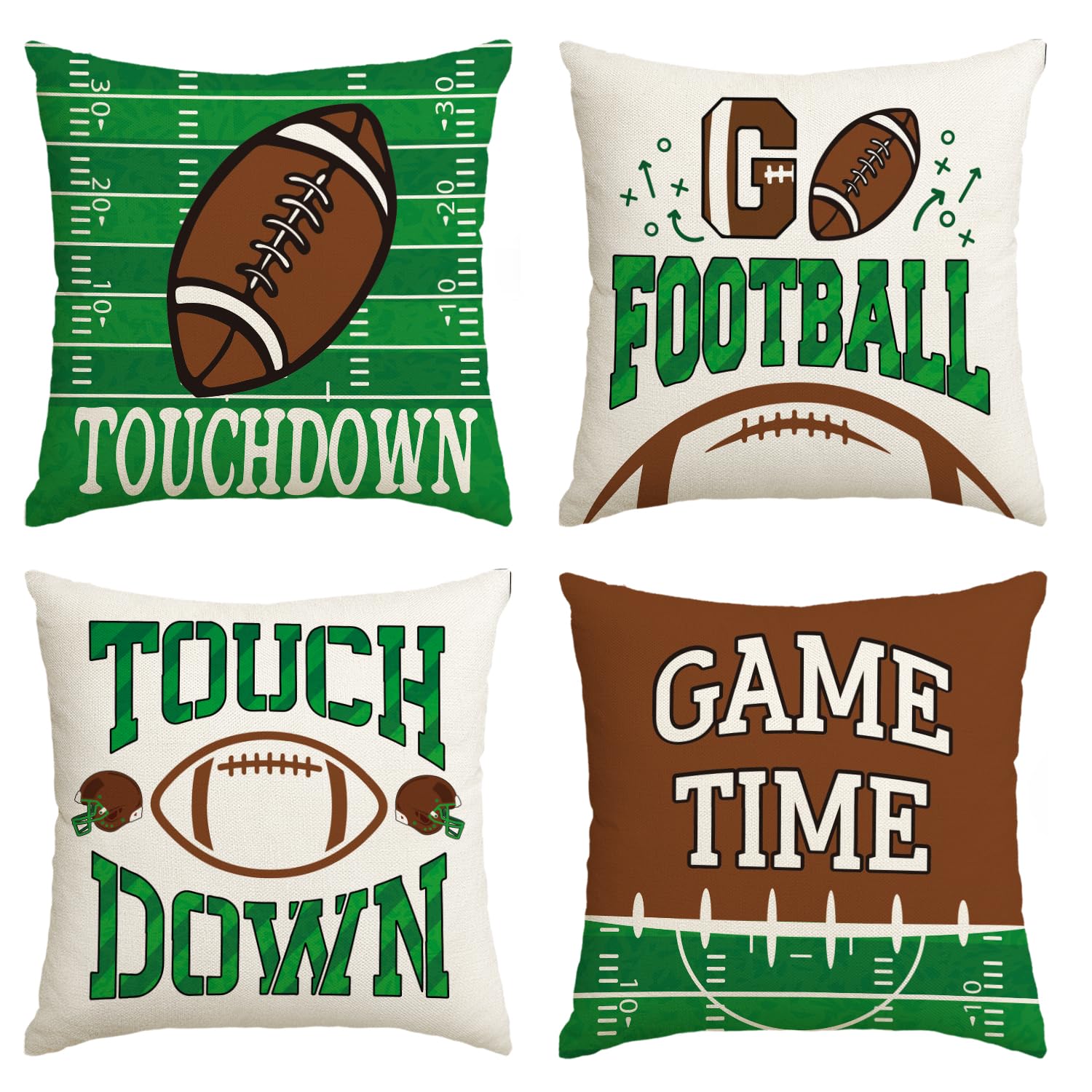 Housse de coussin football américain 40x40 cm AVOIN colorlife lot de 4 pour décoration de canapé