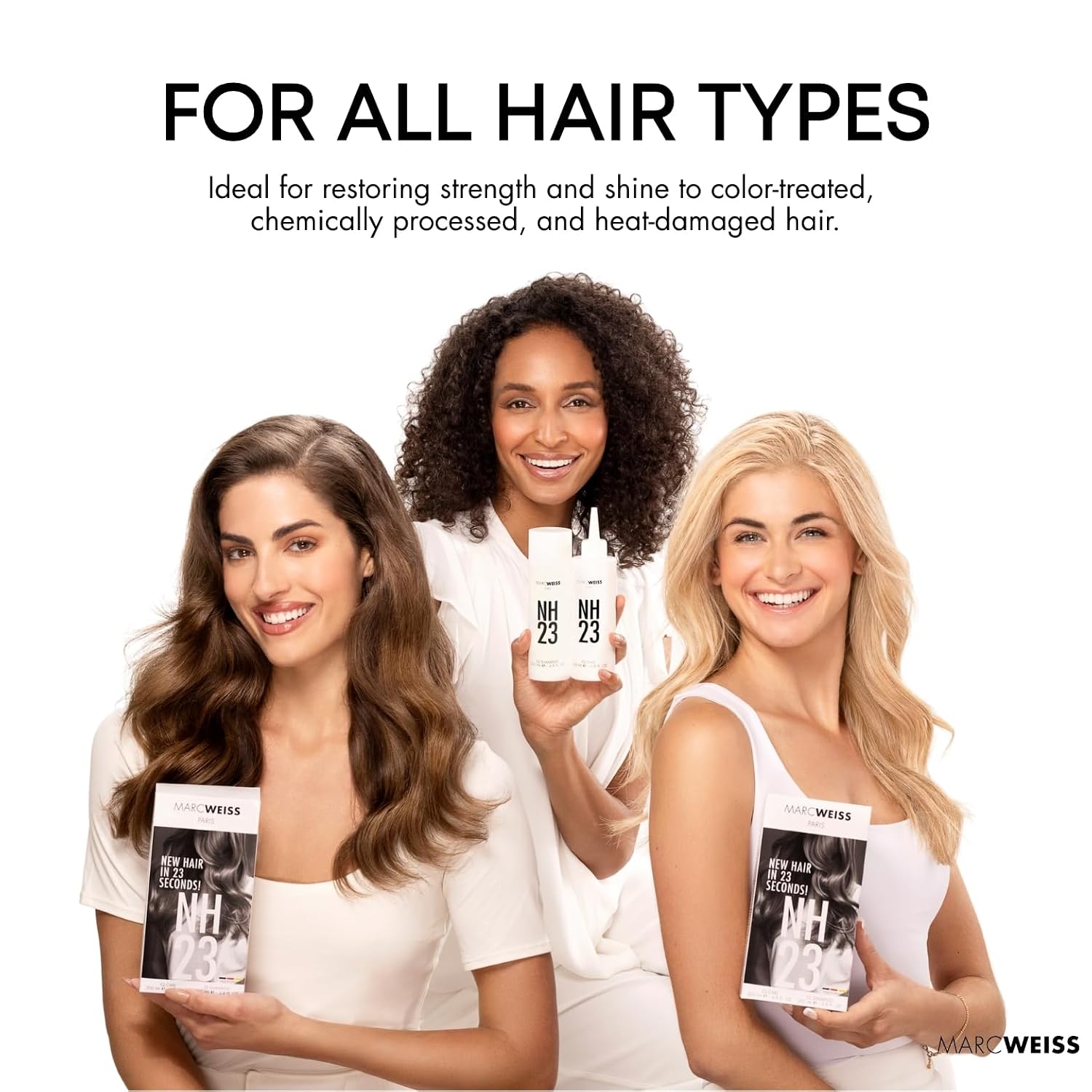 Marc Weiss NH23 IQ Care Rapid Hair Repair Treatment (16.9 fl oz) | Restores Shine, Strength & Smoothness | Results in Just 23 Seconds | Lightweight, Color-Safe Deep Repair for All Hair Types