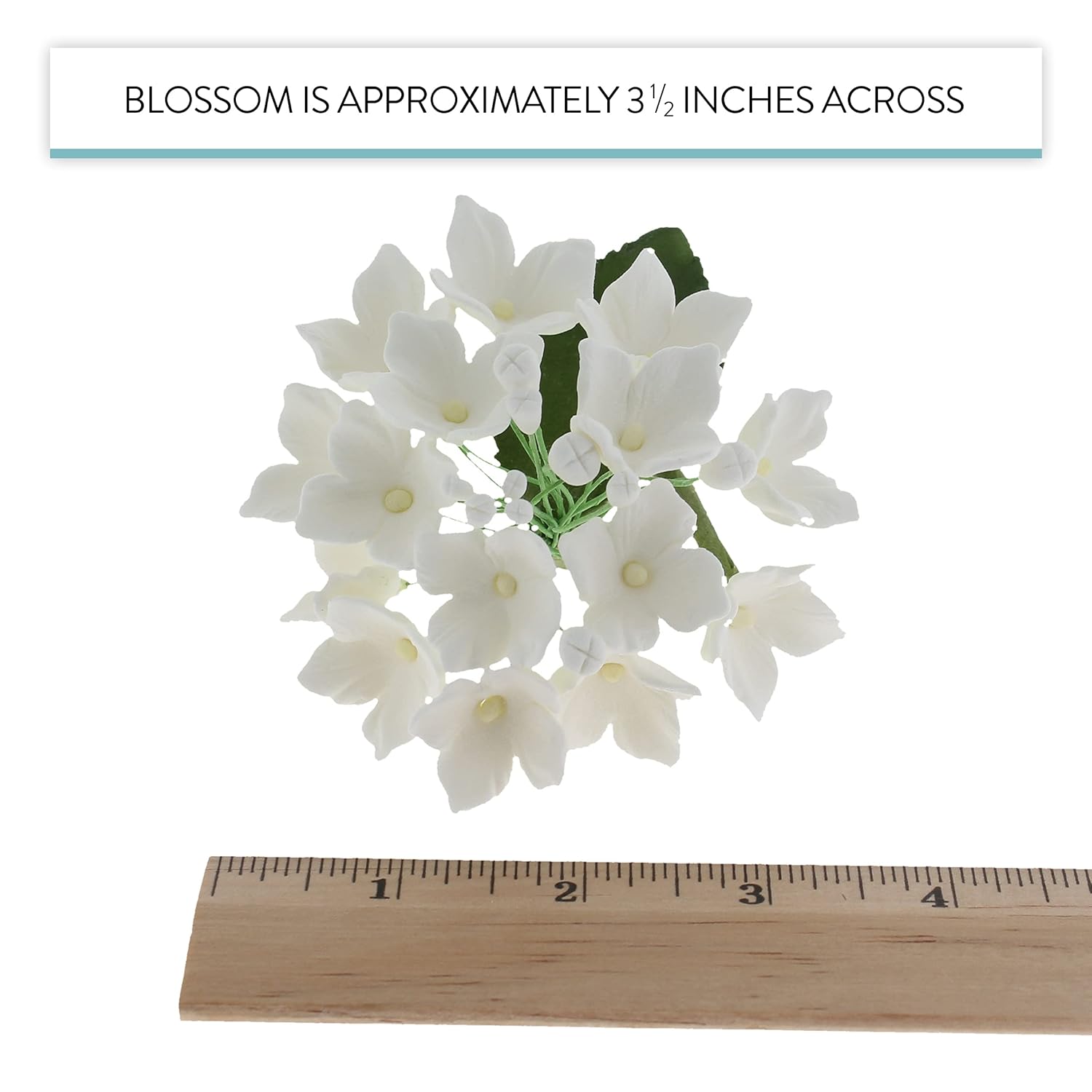 Global Sugar Art Hydrangea Blossoms Sugar Cake Flowers Spray, White, 4 Count by Chef Alan Tetreault