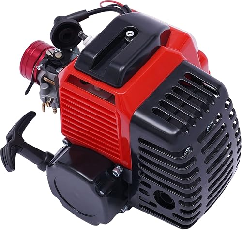 Miniatura 3 de Goudergo Motor de motor refrigerado por aire de un solo cilindro de 2 tiempos de 49 CC con filtro de aire, motor de arranque de 6 dientes modificado