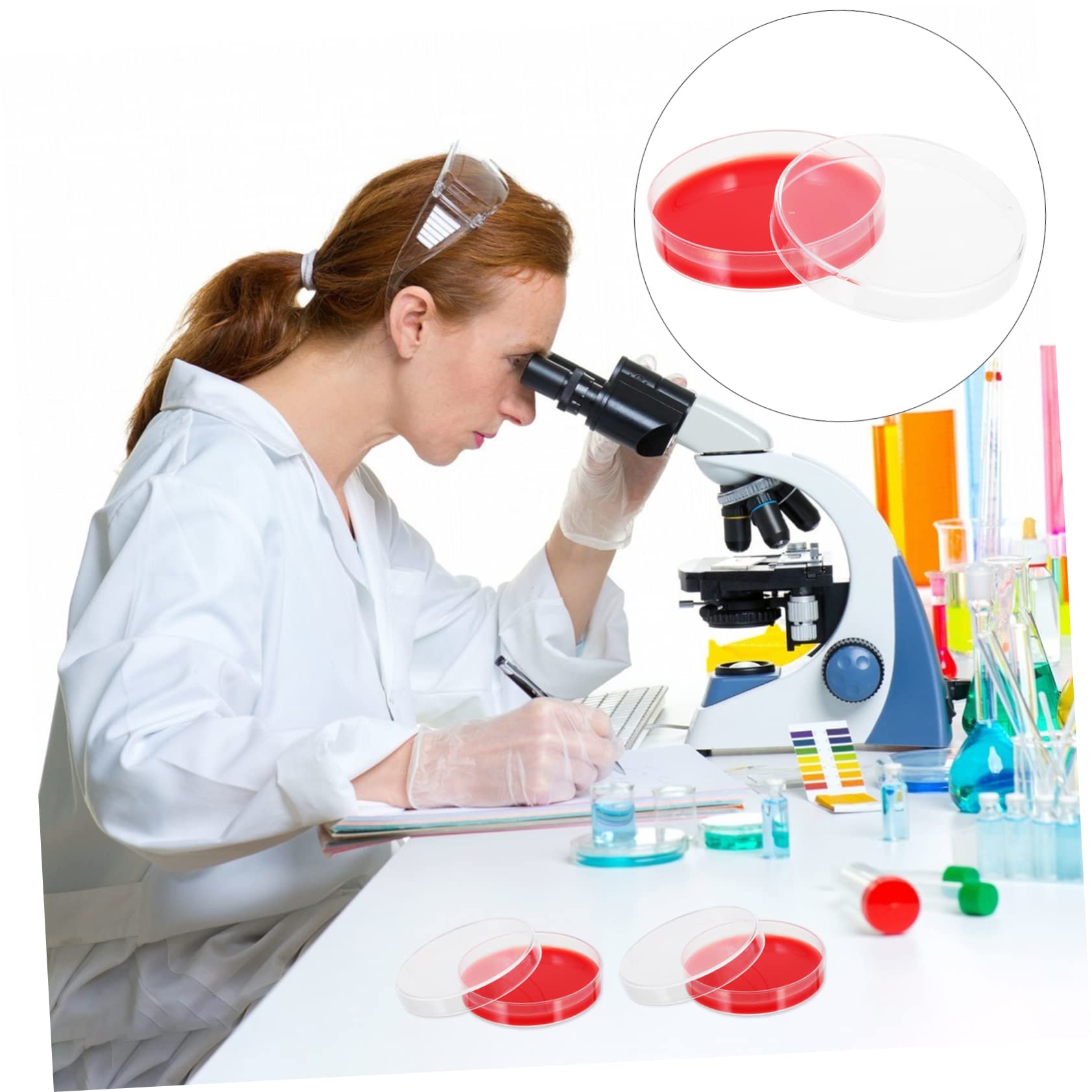 2 Series Medio De Agar Placa De Agar Nutritivo Equipo De Laboratorio Placas De Agar Prevertido Placa De Petri De Laboratorio Educación Física Rojo 10 Piezas*2