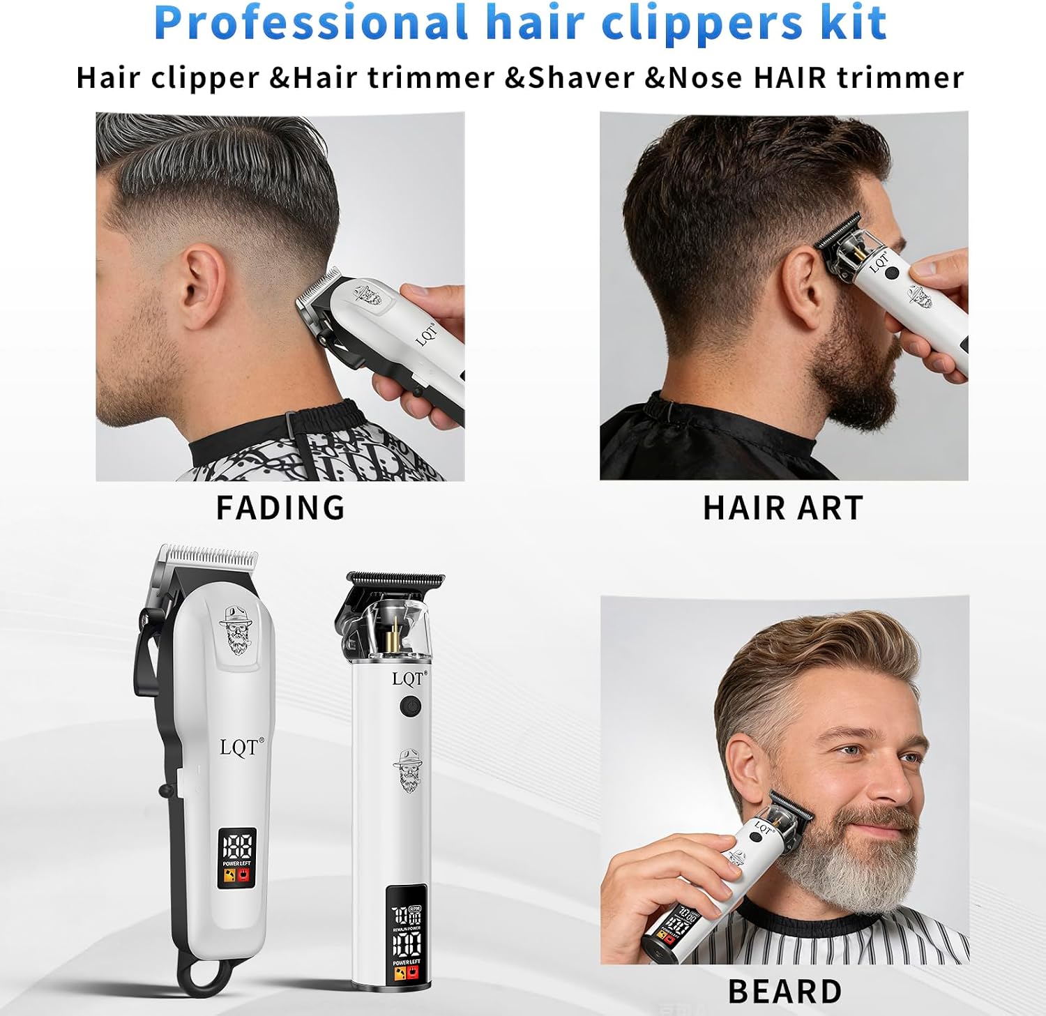 Hair Clippers Designed for Men: a high-Powered Hair Clipper Set with an LCD Display, Featuring a Main Clipper, a T-Shaped Trimmer—the Gift for Your dad, Husband