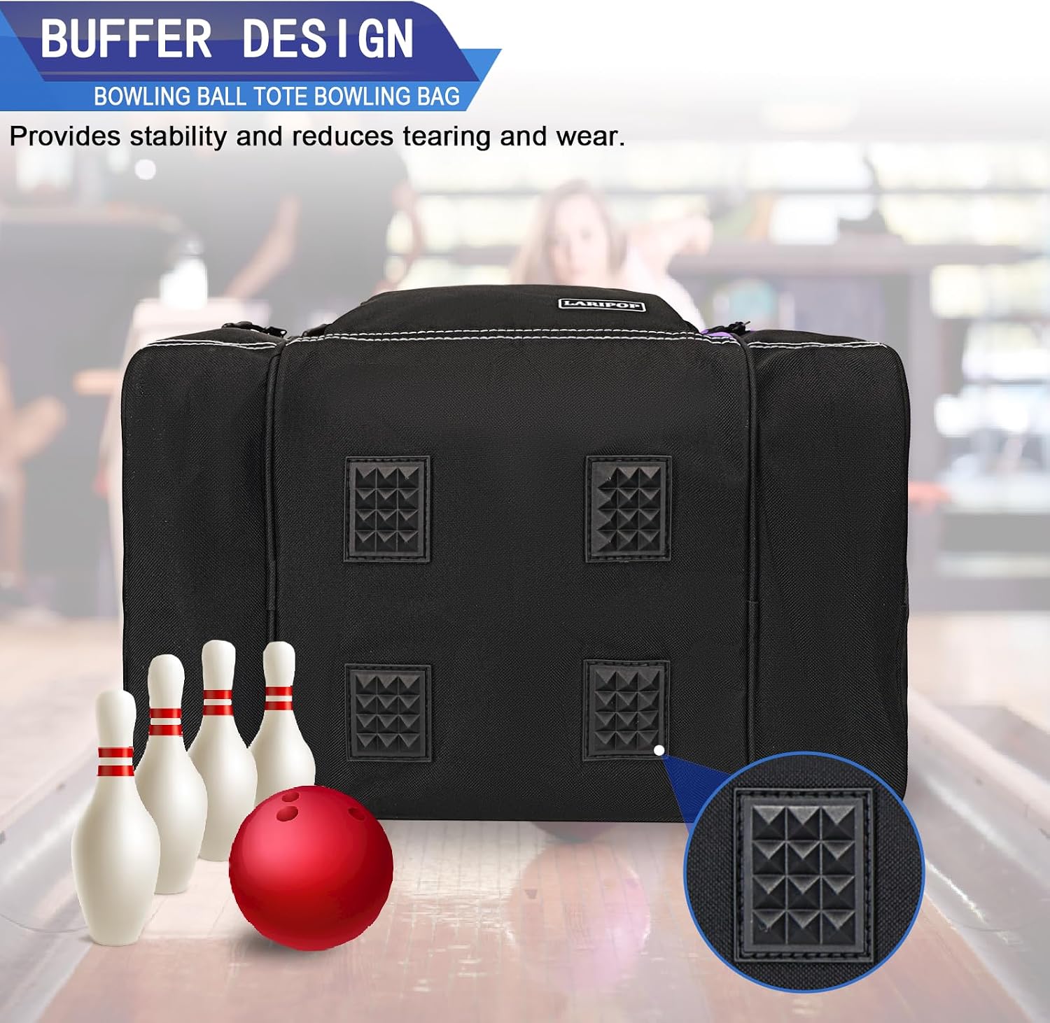 LARIPOP Bowling Ball Bag, Single Bowling Tote with Padded Ball Holder, Ventilated Shoe Pocket & Adjustable Shoulder Strap for Adult Bowlers Men Women