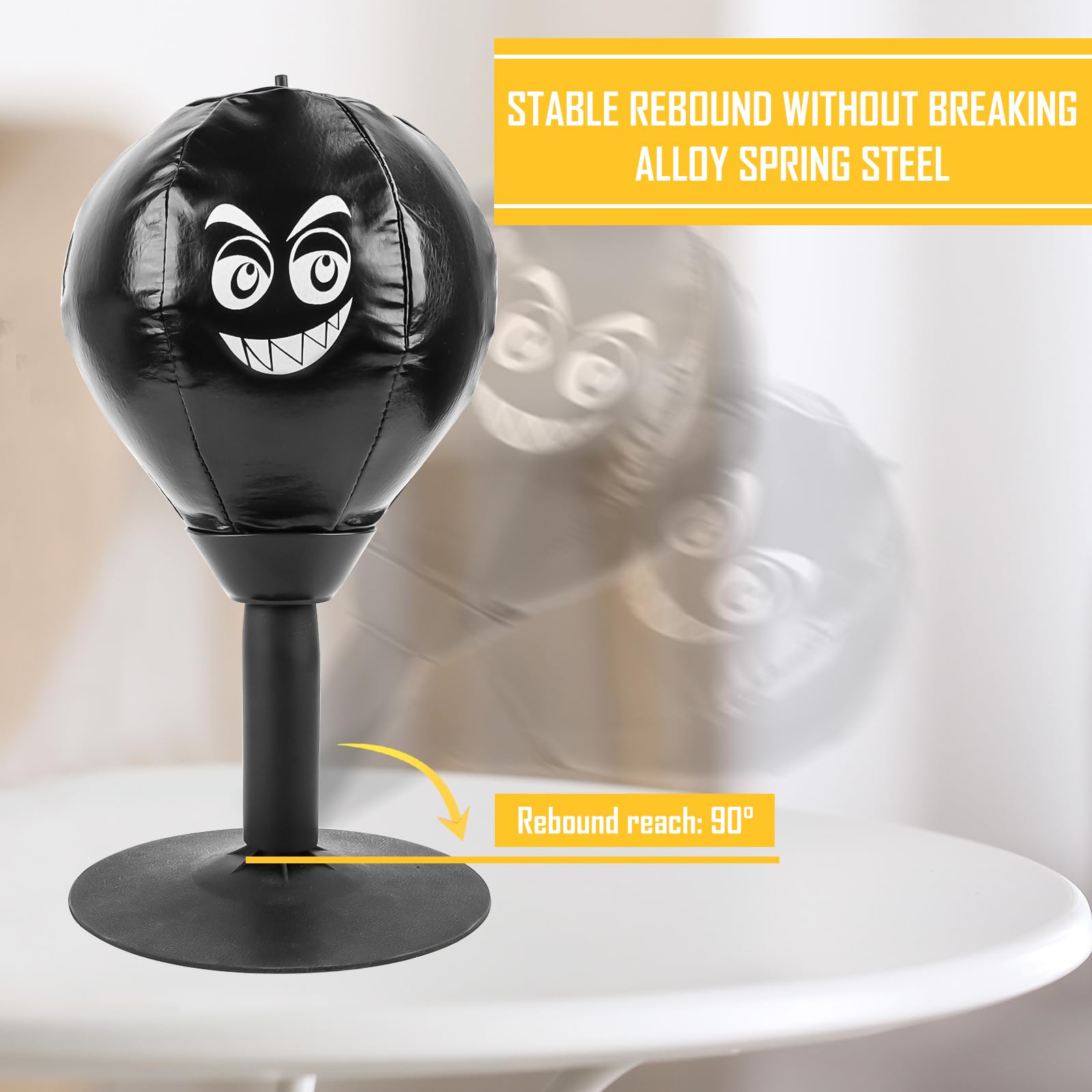 Sacco Da Boxe Da Scrivania WIYETY Con Ventose - Antistress Per Ufficio E Casa, Nero E Rosso - Foto 8