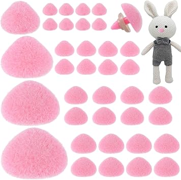 Winsyison 32pcs Craft Noses with Washers for Amigurumi, Plastic Doll Crochet Noses, Mix Sizes Flocking Toy Parts Accessories for Puppet- Pink