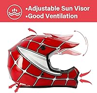 Vista 2 de XFMT - Juego de casco DOT con gafas y guantes para motocross, cuatrimoto y vehículos todoterreno para niños y jóvenes, diseño de araña roja, talla XL