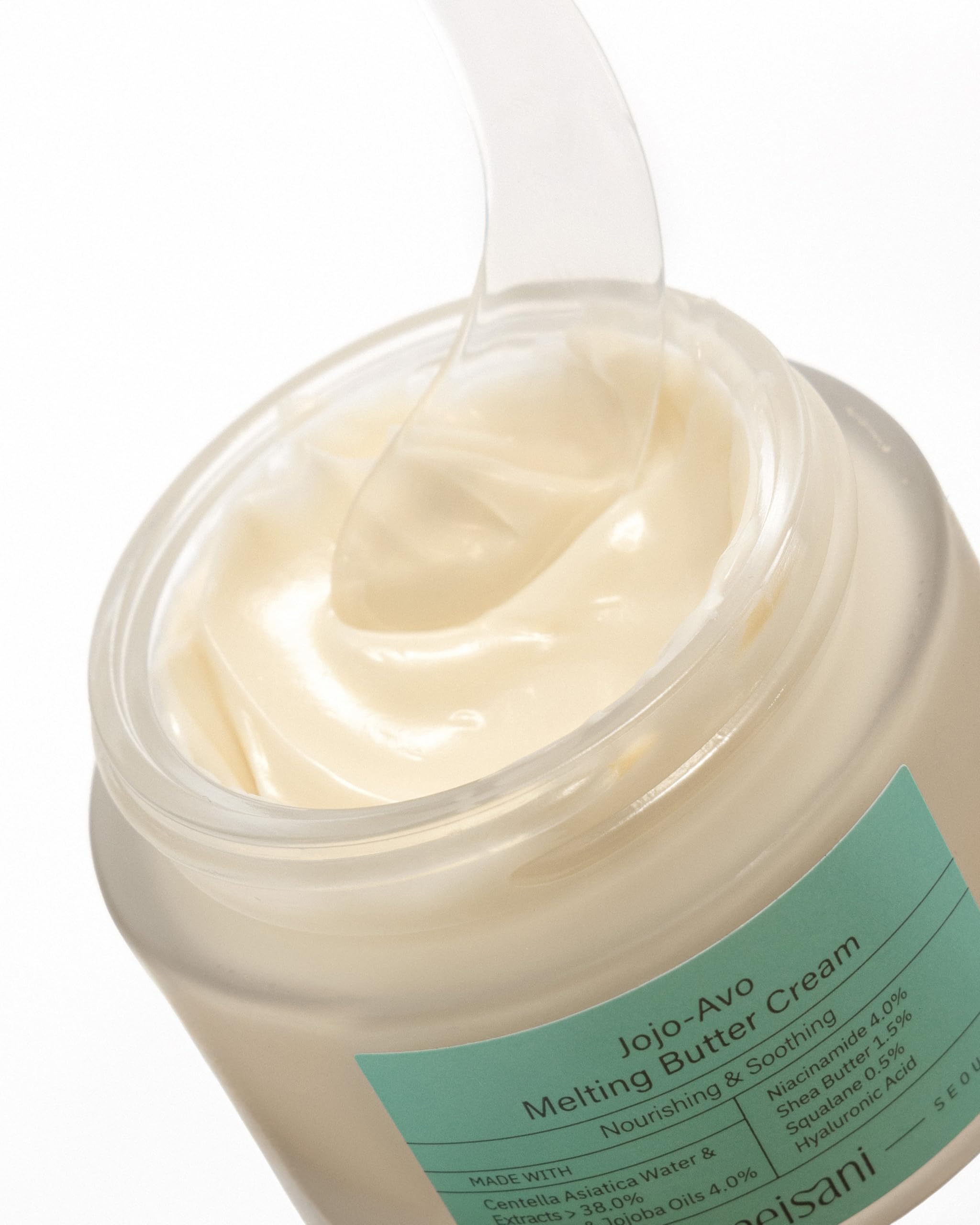Meisani Jojo-Avo Melting Butter Cream, Crème hydratante et nourrissante à l'avocat et à la centella asiatica pour peaux sensibles et déshydratées, 50 ml