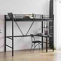 Amazon｜ロフトベッド 机付き パイプベッド シングル 木 デスク