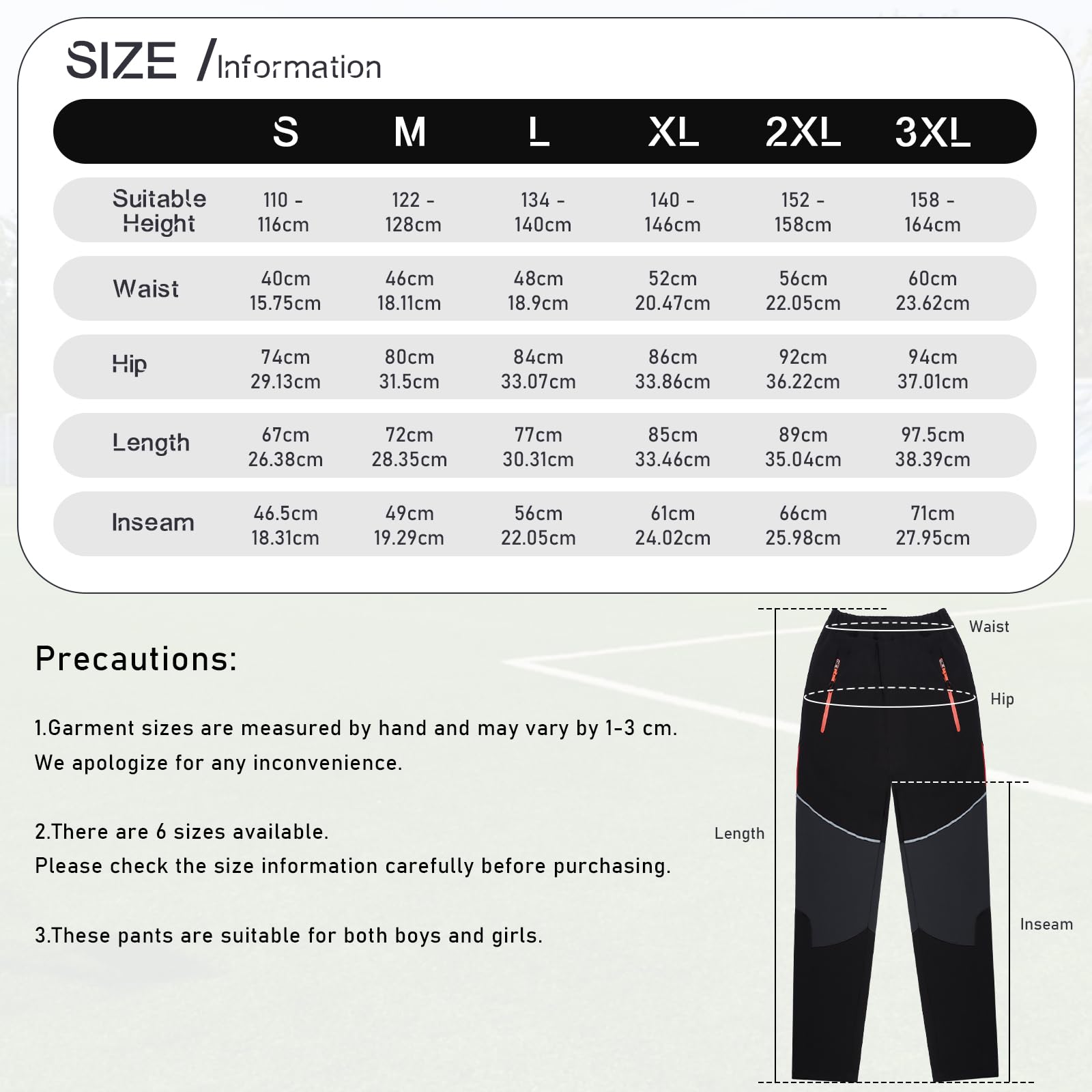 BWBIKE Pantalones de Nieve para Niños con Forro Polar Térmico Forrado al Agua y al Viento, Pantalones de Esquí de Invierno Softshell para Exteriores con Bolsillos con Cremallera para Niños y Niñas