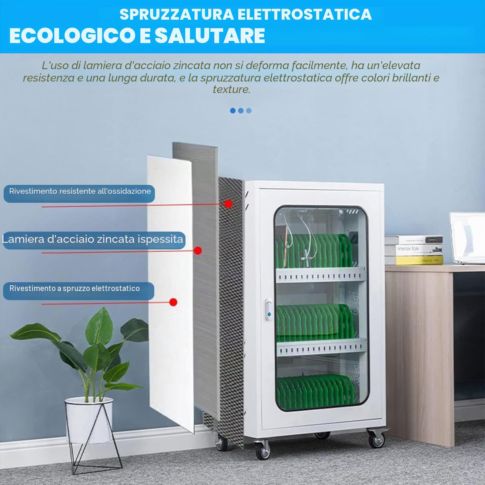 Stazione di Ricarica per Telefono | Armadietto di Ricarica per Telefono da 12/20/30/40/50/60 Slot,Stazione di Ricarica USB,Slot Suddivisi Singolarment 12slots