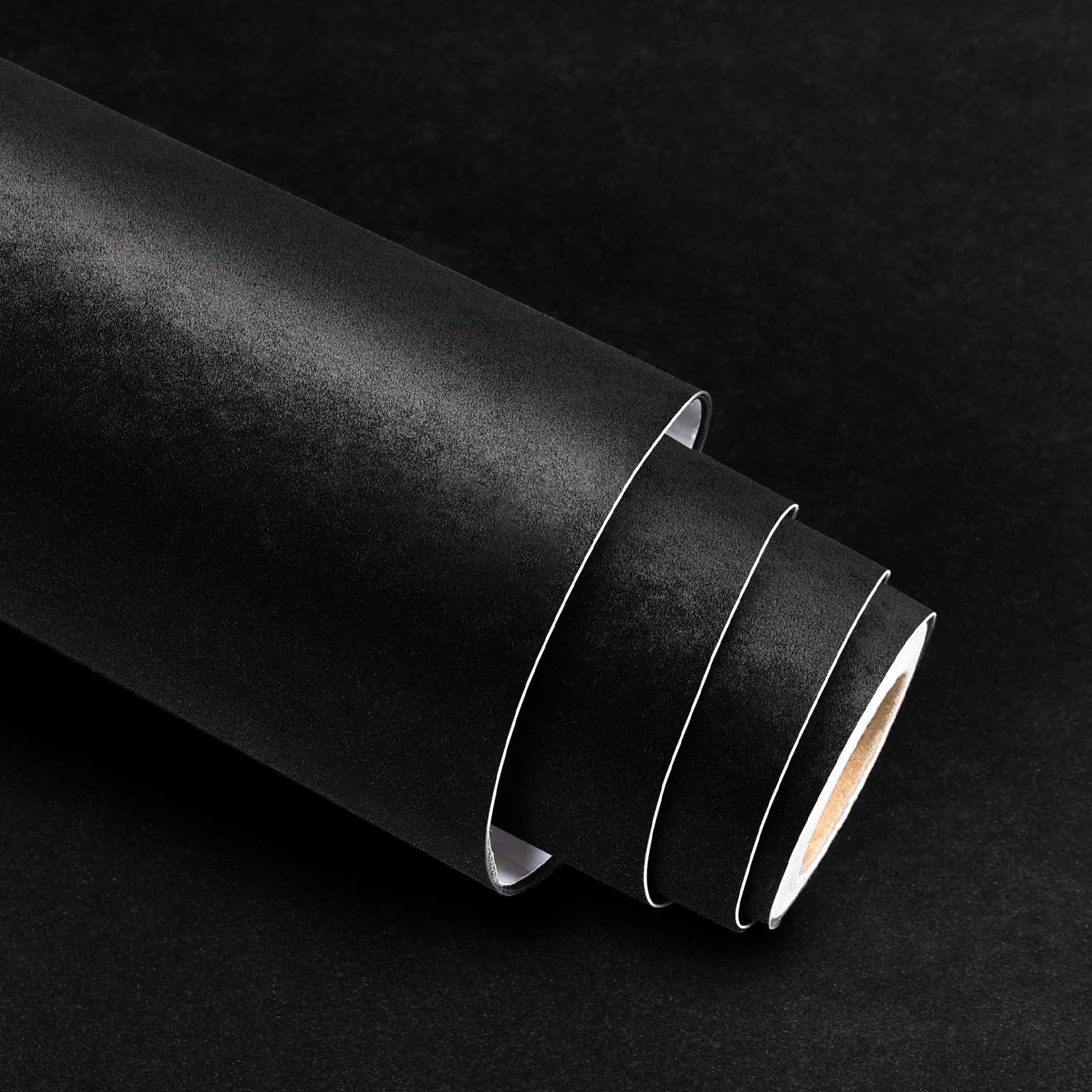 Stickyart Black Velvet Wallpaper for Bedroom Vingate 30cmx800cm Flocked Wall Paper Self Adhesive Wallpaper Living Room Peel and Stick Furniture Wrap Flocking Sticky Back Plastic for Dressing Table