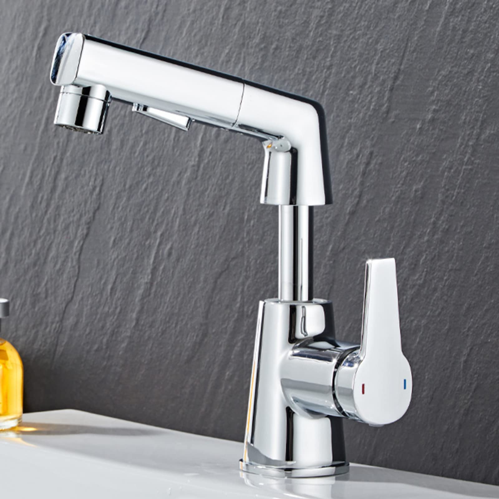 Robinet d'évier de salle de bain anti-éclaboussures à bec rétractable pour eau chaude froide - 8