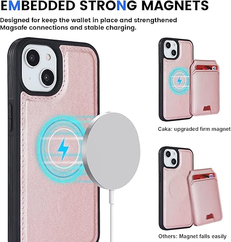 Miniatura 7 de Havaya Magsafe - Funda tipo cartera para iPhone 14, compatible con iPhone 13, con tarjetero para iPhone 14, funda magnética desmontable para mujer,