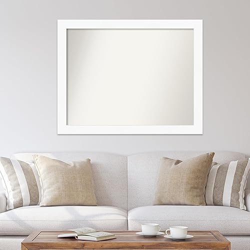 Miniatura 5 de Amanti Art Espejo de baño blanco para sobre el fregadero, 38 x 48 pulgadas, espejo de tocador rectangular blanco, marco de madera moderno de gran