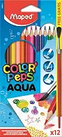 Lápis de Cor Aquarelável + Pincel de Madeira, Maped, Color Peps, 863011, 12 Cores