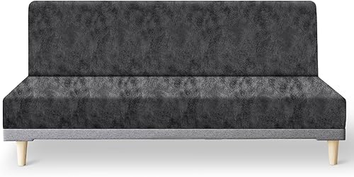 Miniatura 31 de molasofa Funda elástica similar a la piel para futón sin brazos, protector de muebles con parte inferior elástica, funda de futón suave y lavable
