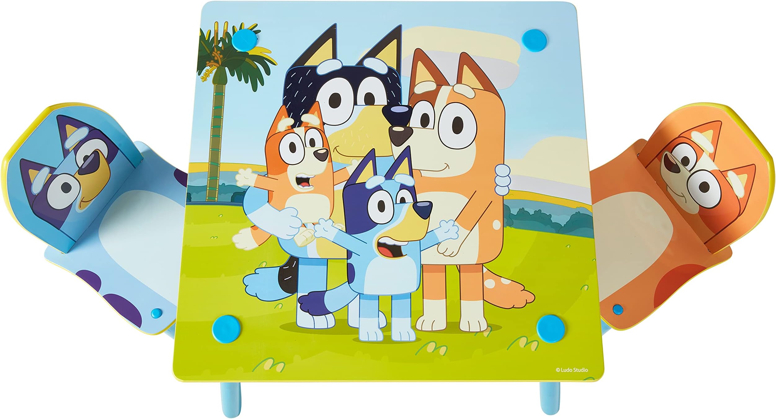 Bluey Kids 2 Chairs Set, Table 43.5cm (H) x 63cm (W) x 63cm (D) 14361