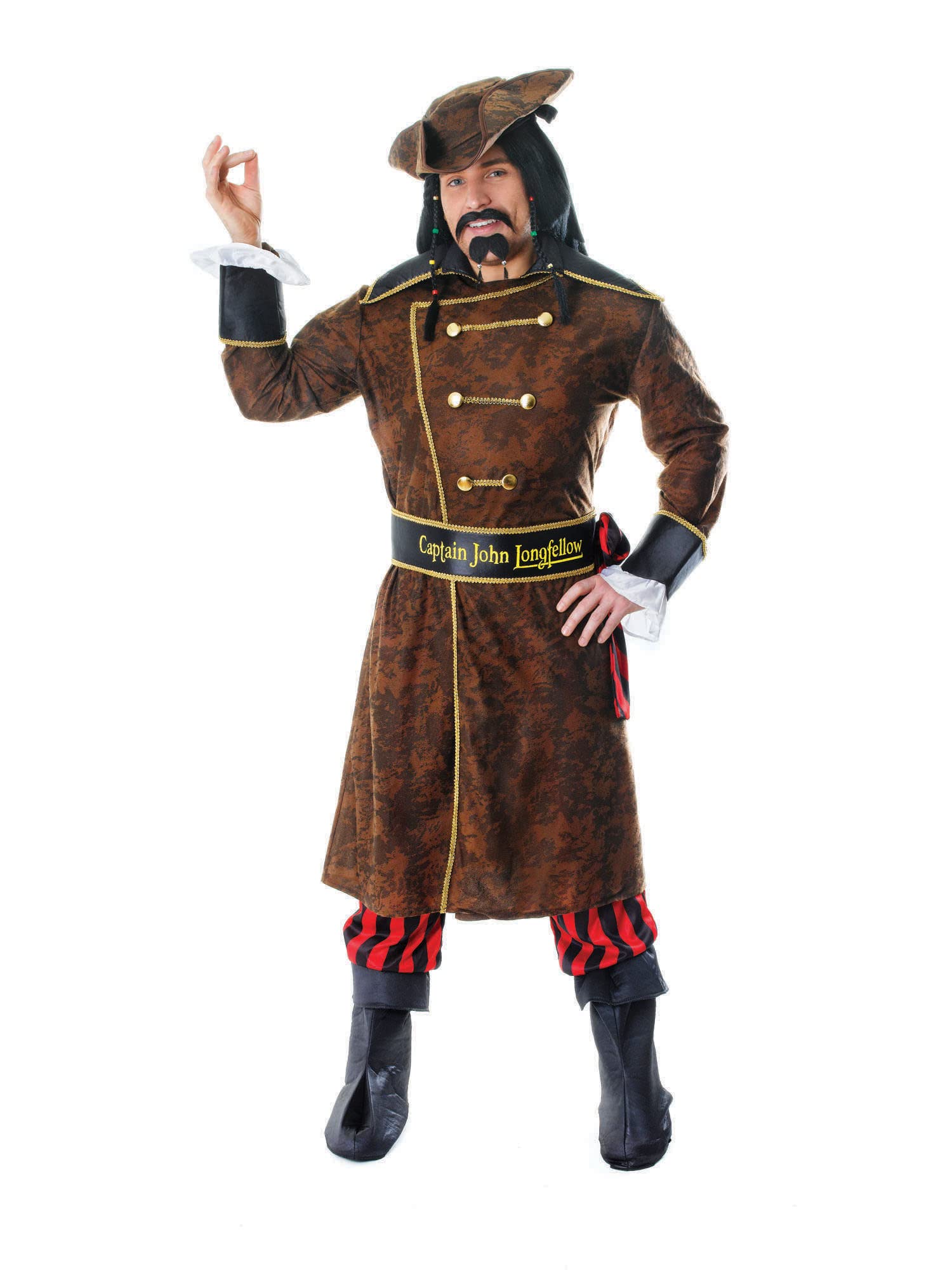 Bristol Novelty AC933 Captain John Longfellow Costume, Mens, Medium Halloween