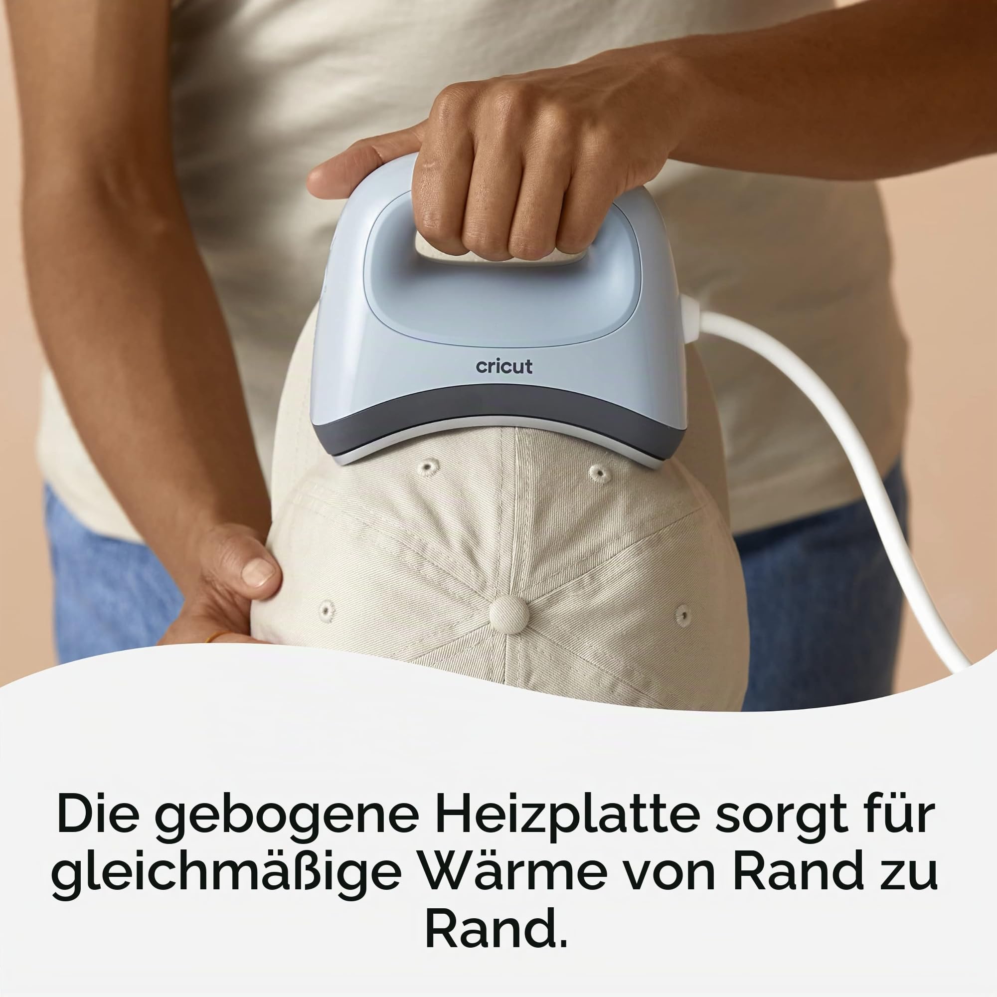 Cricut Hutpresse | 12,7 cm x 7,6 cm (5 x 3 Zoll) gebogene Heizplatte | Erwärmt bis zu 205 °C | Bluetooth-fähige gebogene Hitzepresse zum Aufbügeln von Vinyl (HTV),Infusionsfähige Tinte und Sublimation