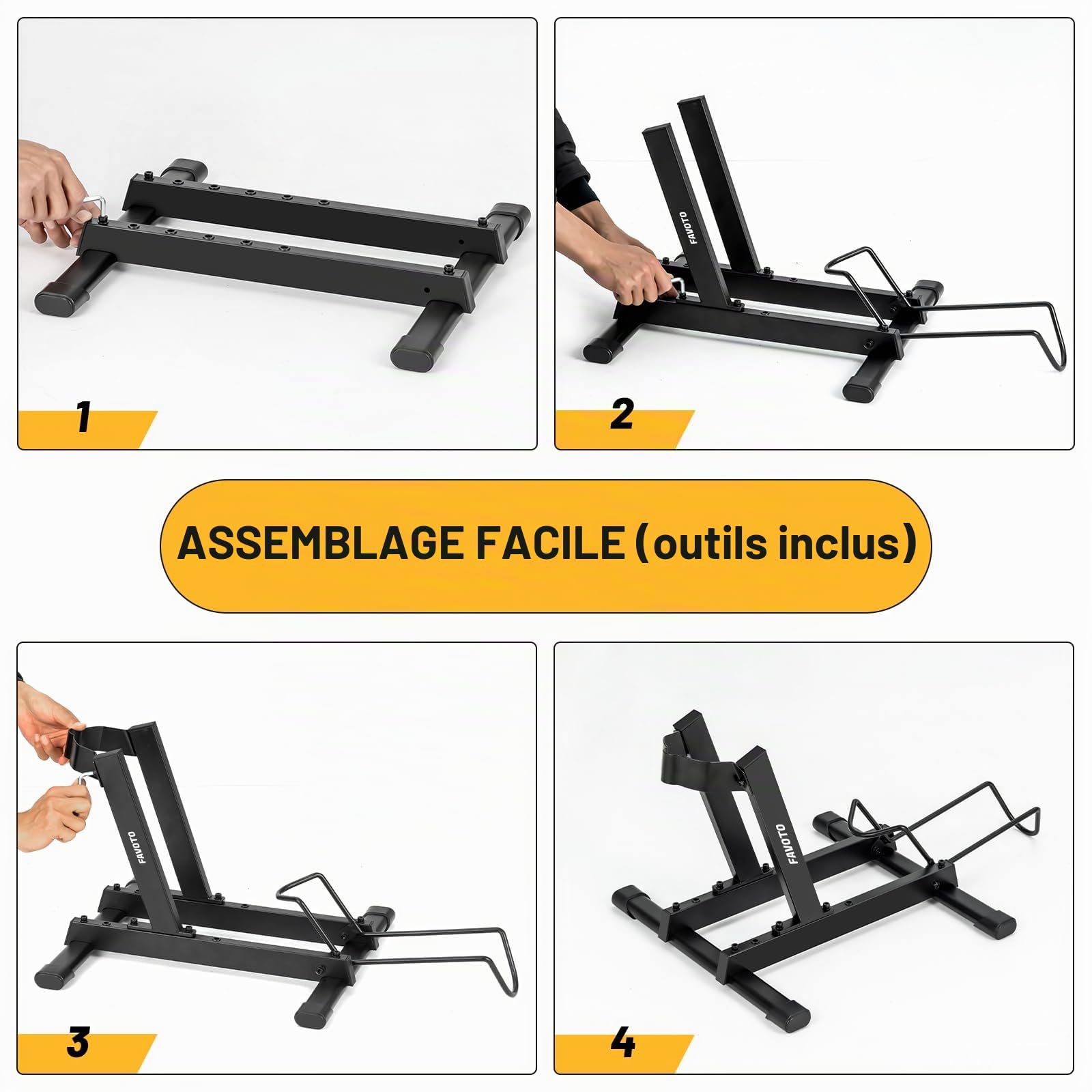 Favoto Support pour E-Bike et Vélo de Route - Support de Sol pour Vélos Électriques et Vélos de 20-29 Pouces de Route Course Montagne VTT Charge Maximale 38kg Noir | Vélos Électriques, 20-29 Pouces, Route Course Montagne VTT, Charge Maximale 38kg, Noir
